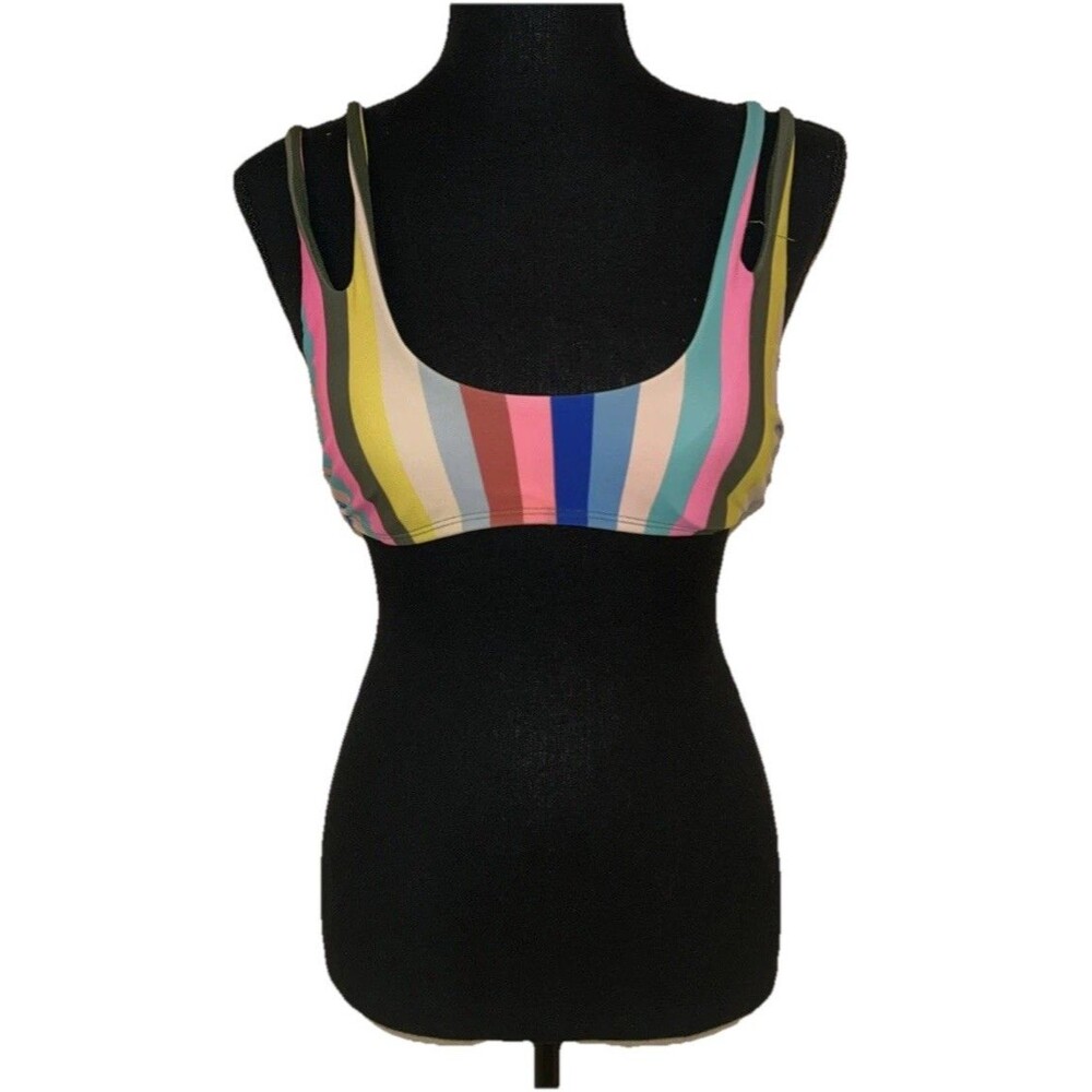 No Boundaries Salsa Stripe Cutout Padded Bikini Set Top M Bottom 3/5 Swim 2pc